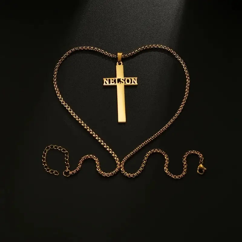 COLLAR CON NOMBRE CON CRUZ VERTICAL