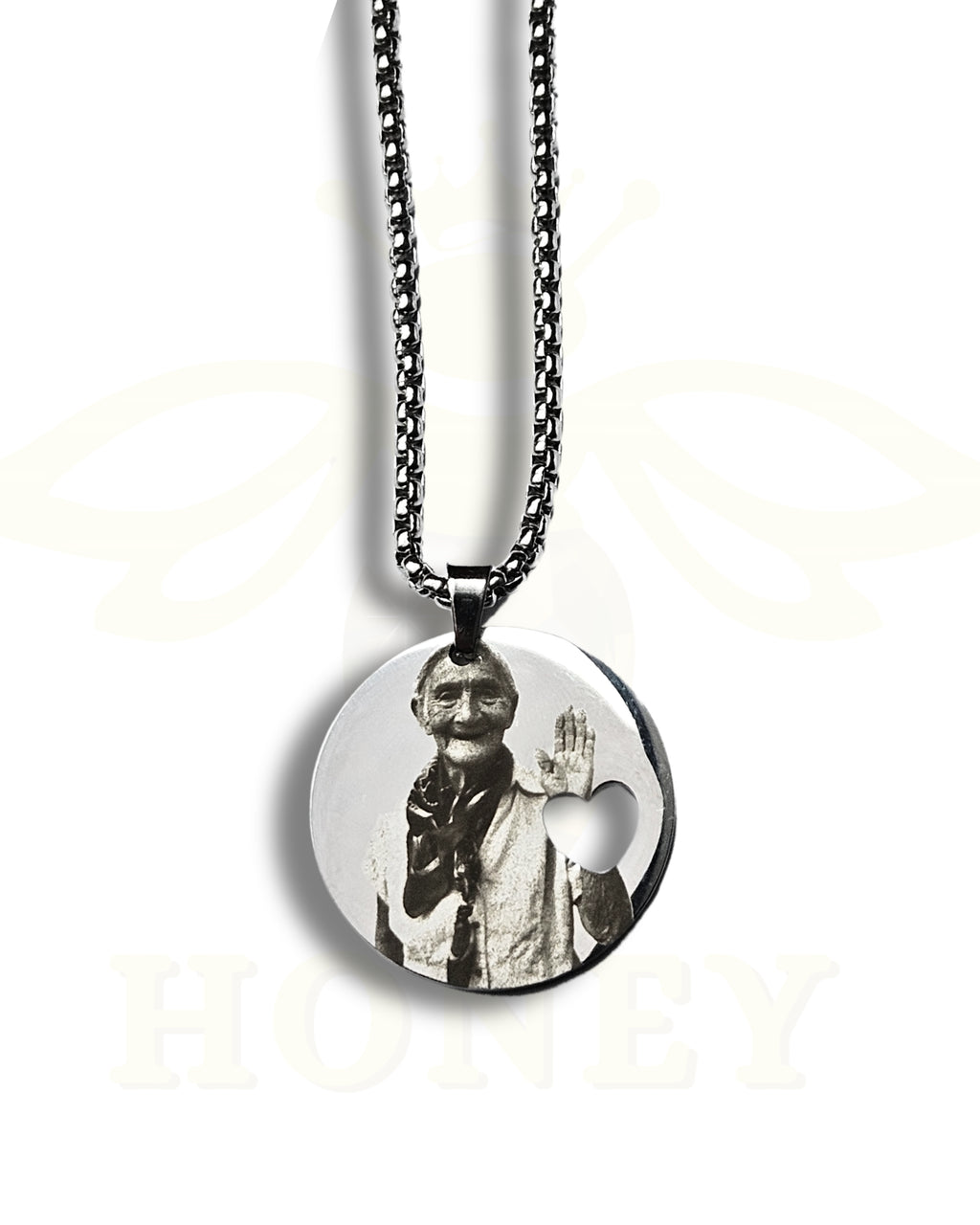 COLLAR PLACA REDONDA CON FOTOGRABADO + CADENA GRUESA