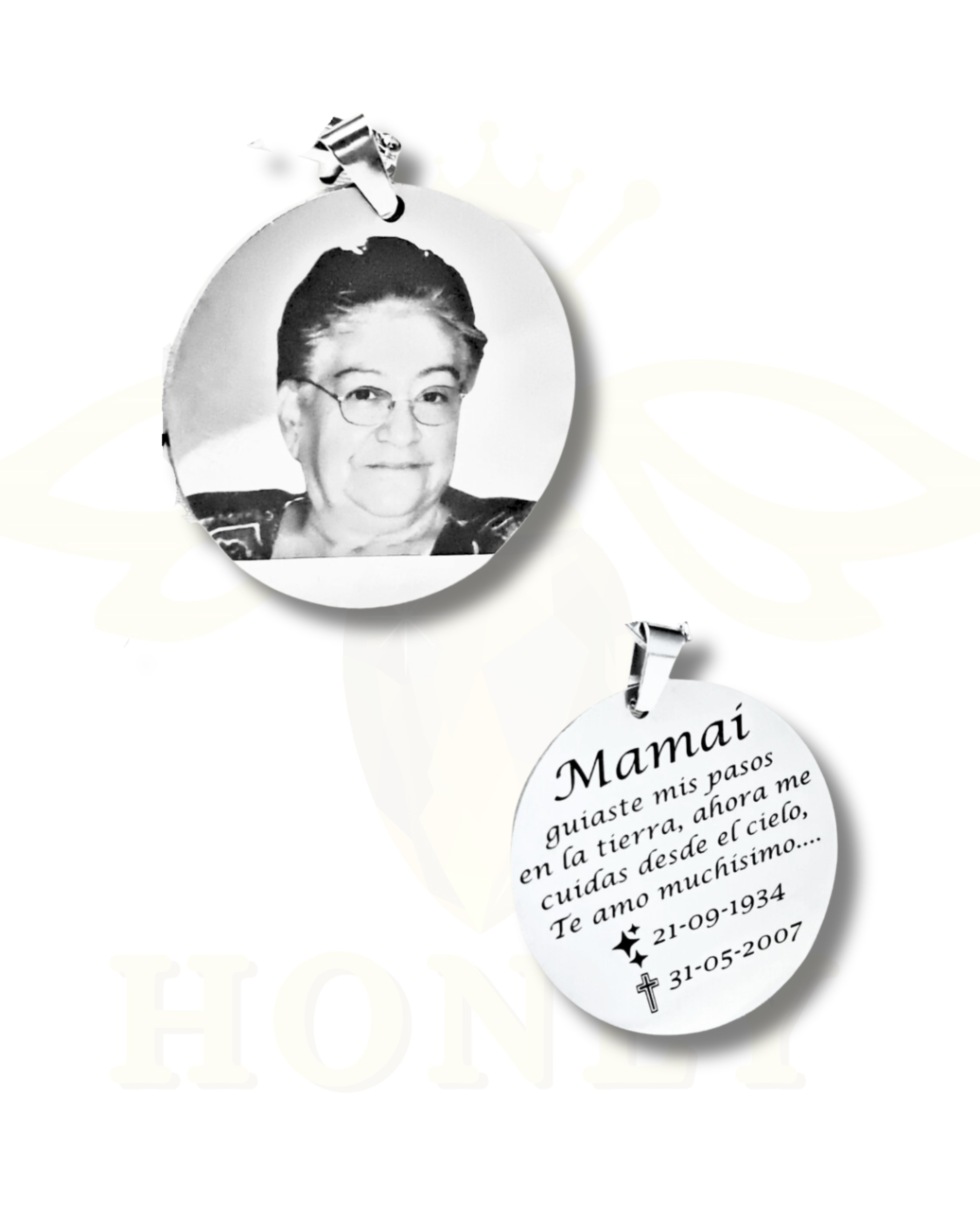 COLLAR PLACA REDONDA CON FOTOGRABADO + CADENA FINA