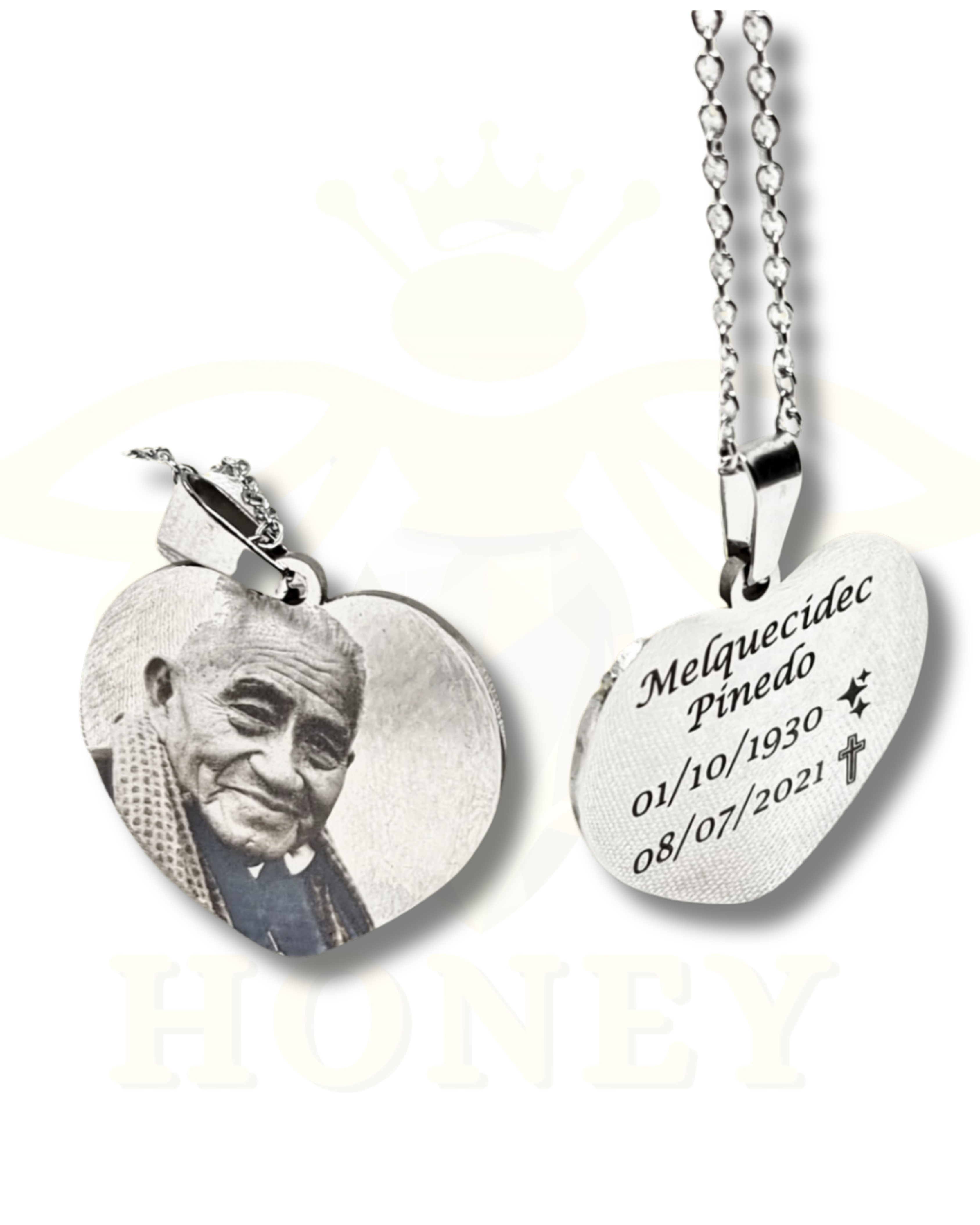 COLLAR PLACA CORAZÓN CON FOTOGRABADO + CADENA FINA