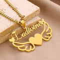 COLLAR CON NOMBRE CON MARCO DE ALAS Y CORAZON