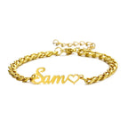 PULSERA CADENA GRUESA CON NOMBRE Y CORAZON