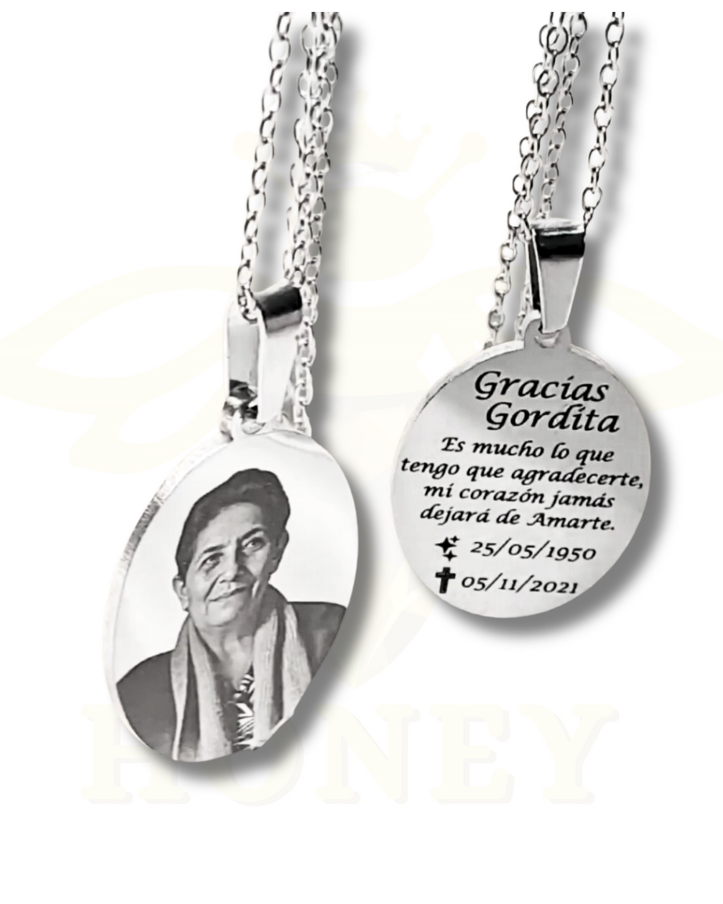 COLLAR PLACA OVAL CON FOTOGRABADO