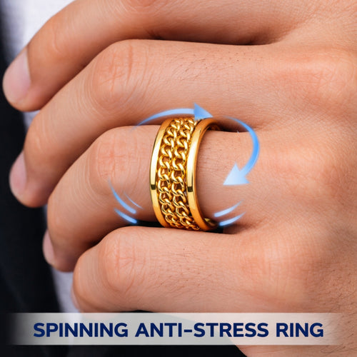 Double golden rotating chain couple ring (last sizes)