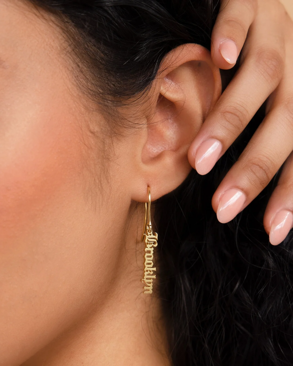 Old English Name Dangle Earrings