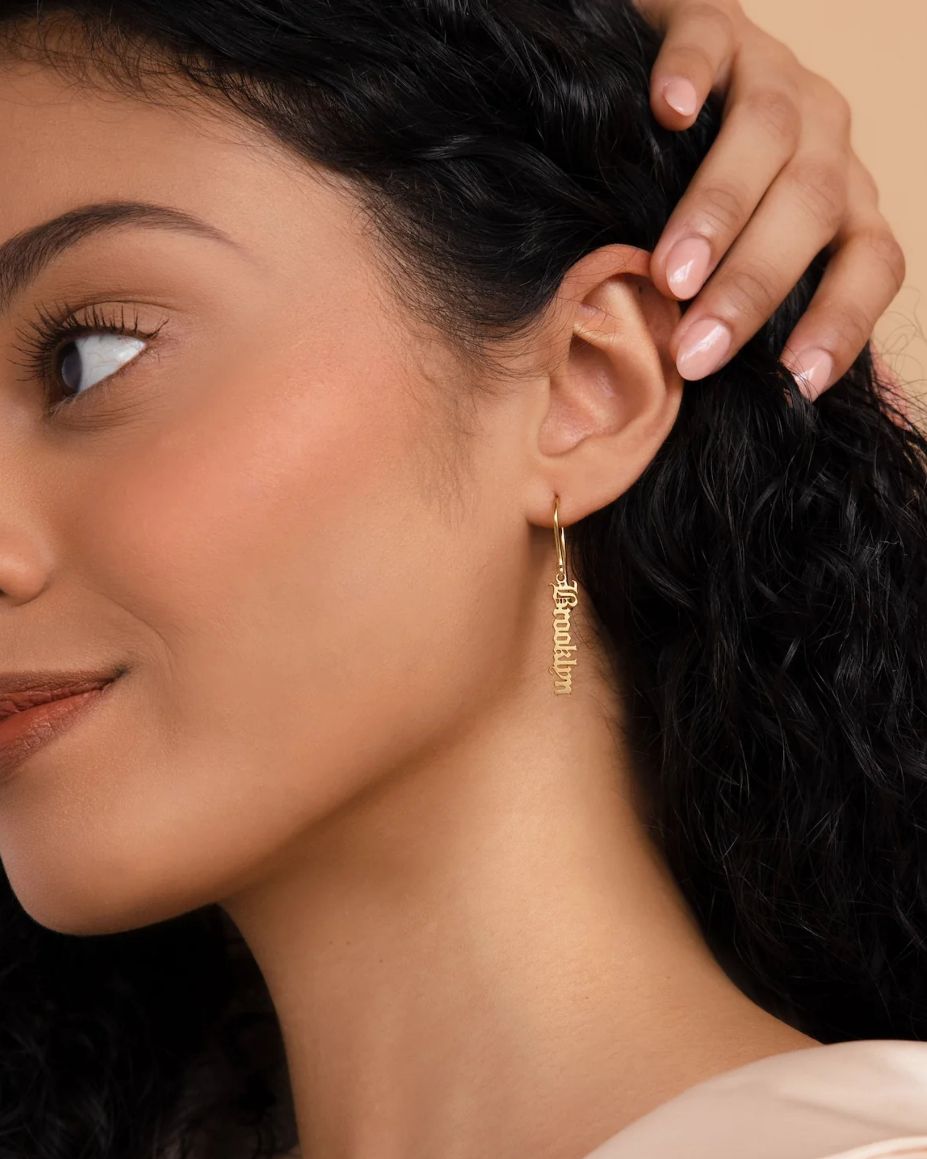 Old English Name Dangle Earrings