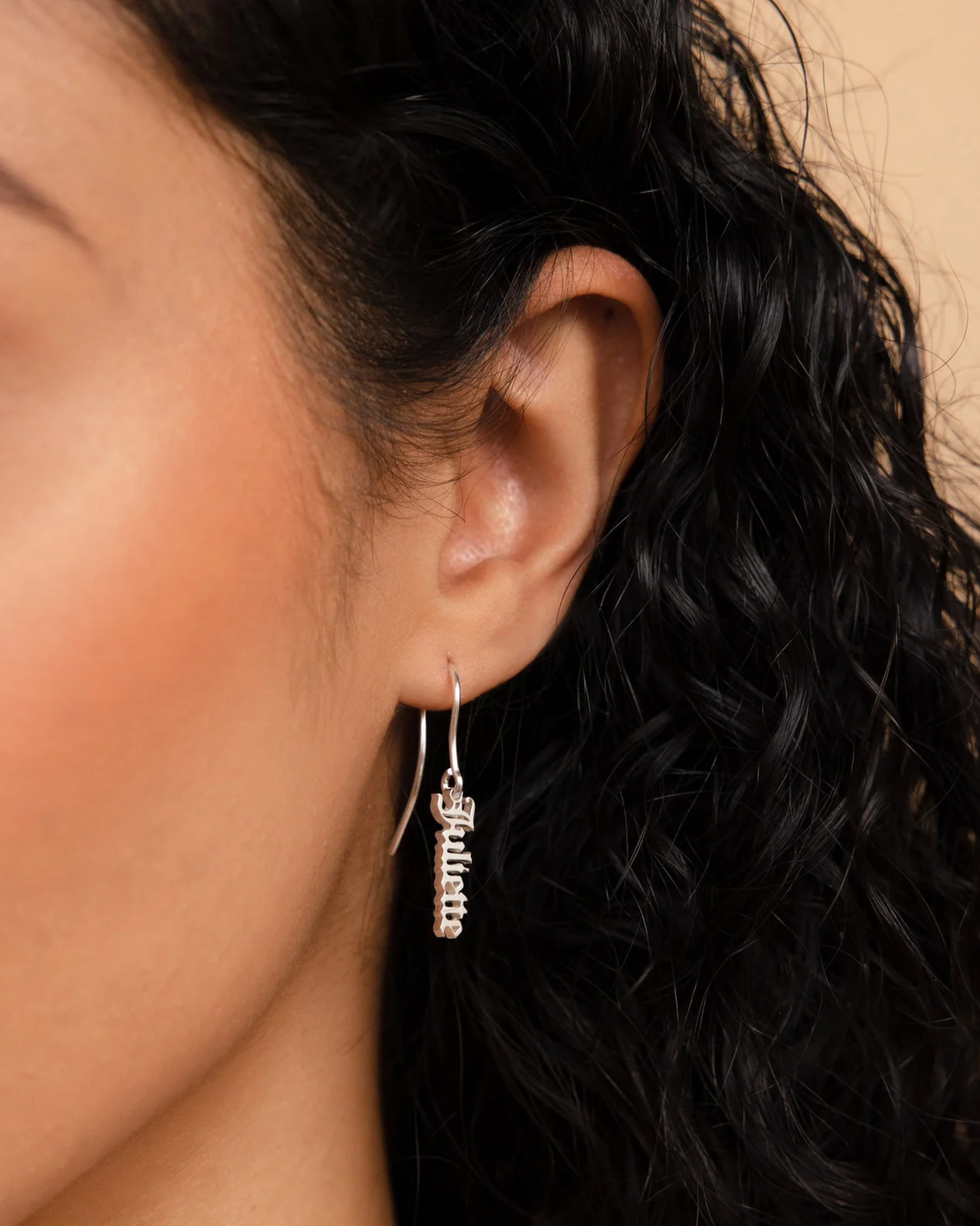 Old English Name Dangle Earrings