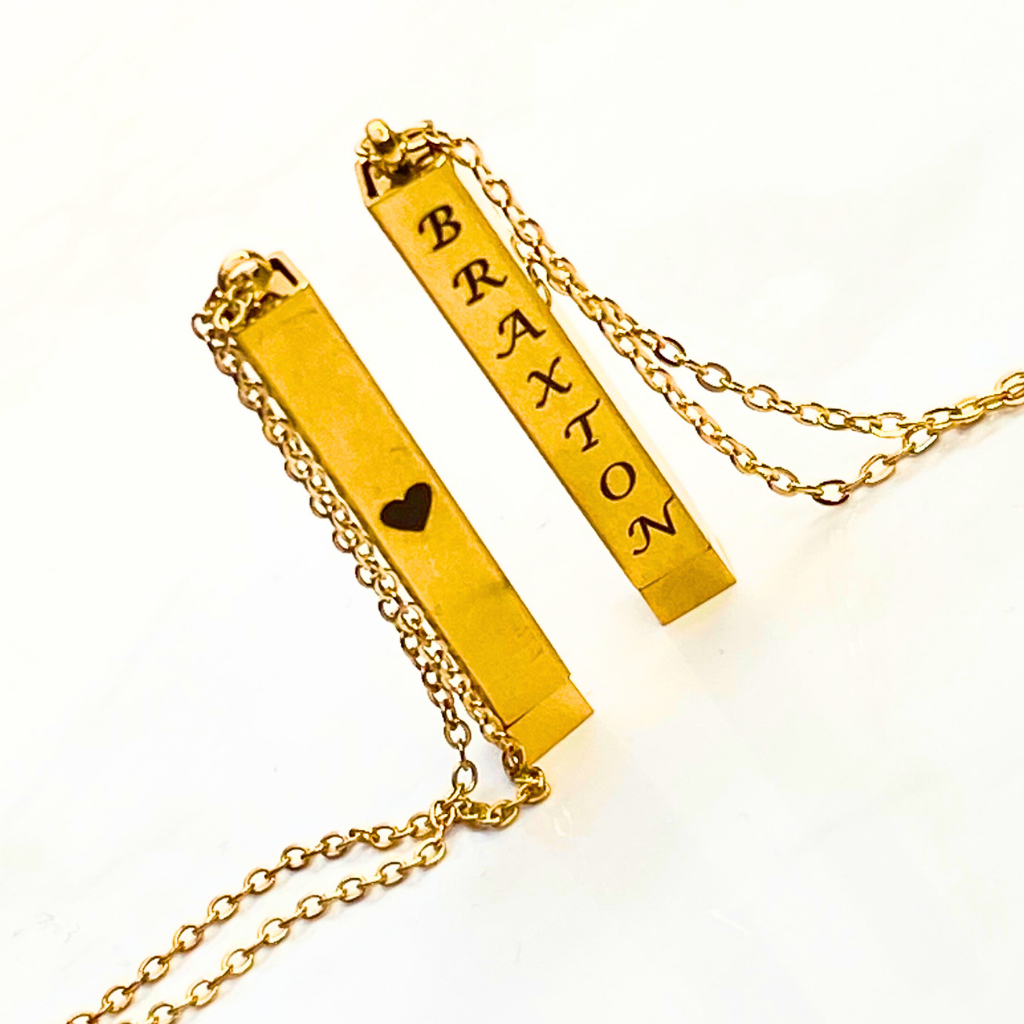 COLLAR PARA PAREJA BARRA CON MENSAJE OCULTO 360°