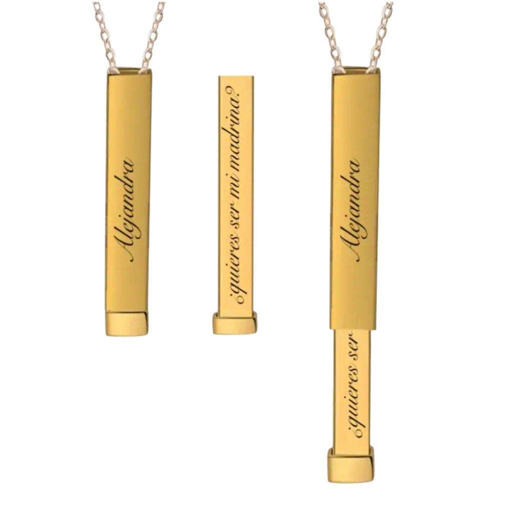 COLLAR PARA PAREJA BARRA CON MENSAJE OCULTO 360°