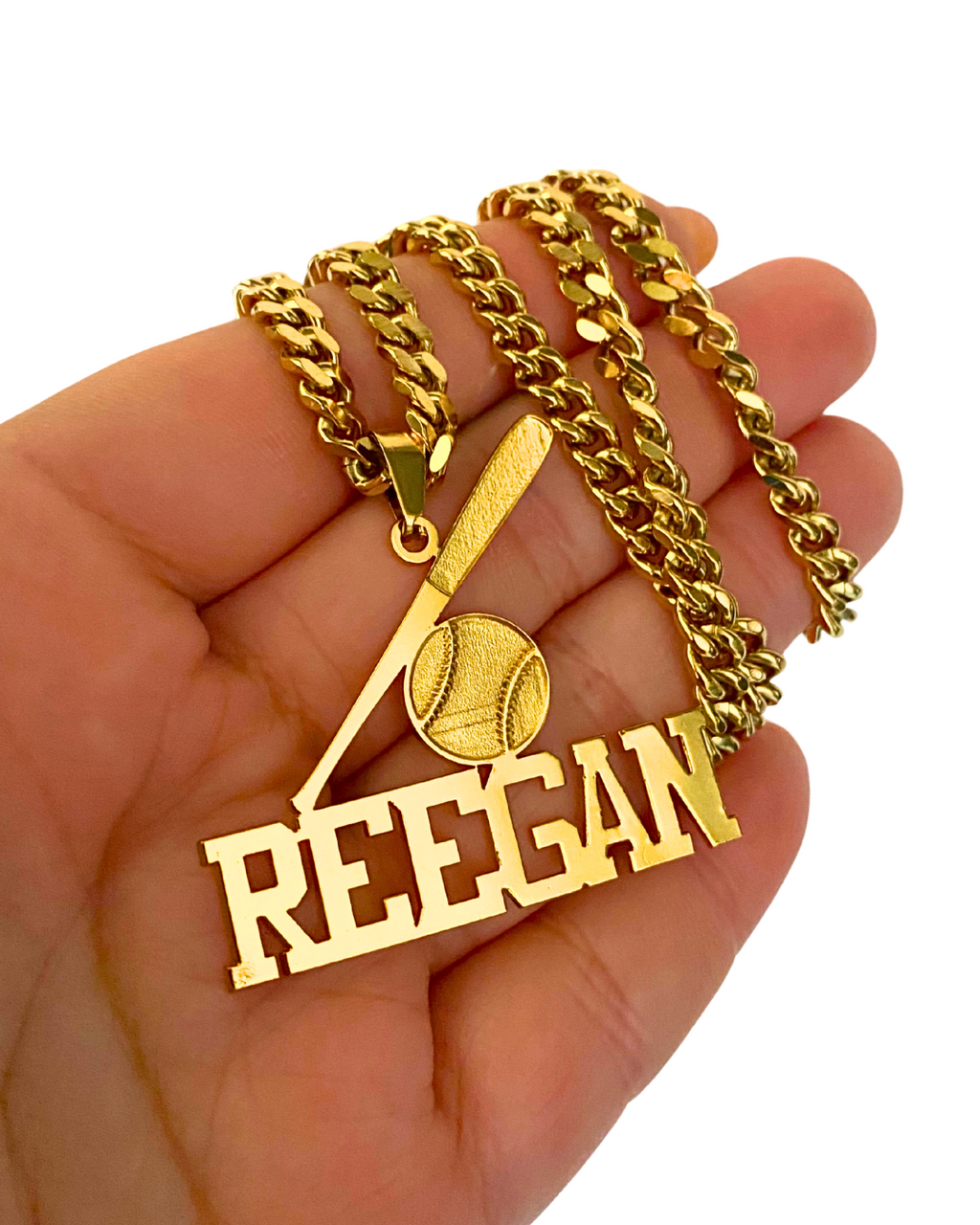 COLLAR CON NOMBRE BATE DE BEISBOL Y BALON