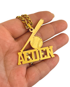 COLLAR CON NOMBRE BATE DE BEISBOL Y BALON
