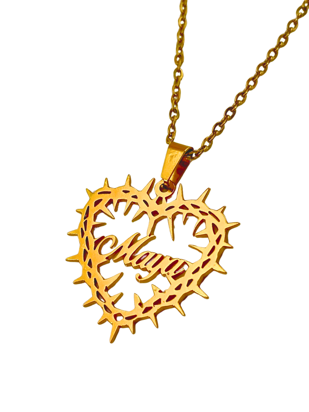 COLLAR CORAZON ESPINADO CON NOMBRE