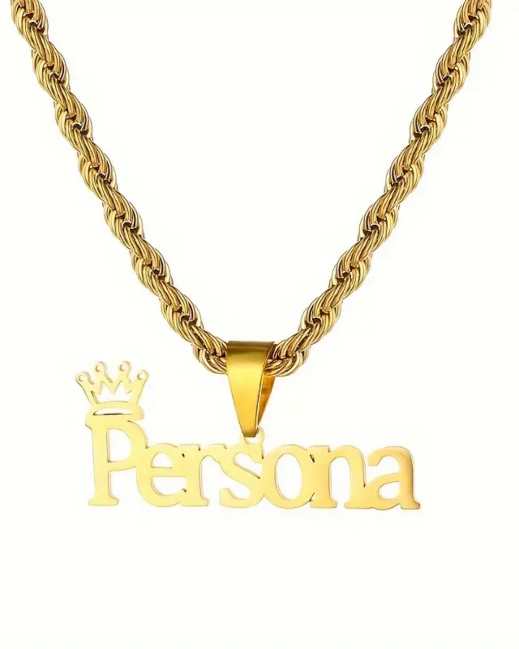 COLLAR CON NOMBRE MINI + CORONA CON CADENA GRUESA