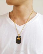 King and Queen Crown Plate Necklace