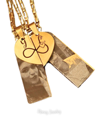 Vertical Plate + Double Broken Heart Necklace Set