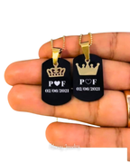 King and Queen Crown Plate Necklace