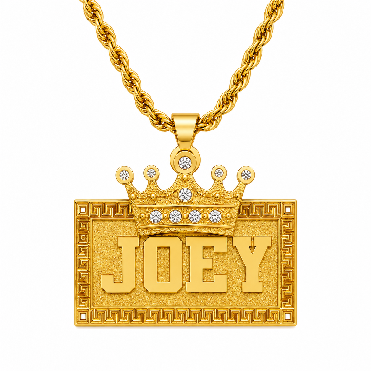 COLLAR PLACA BOLD RELIEVE CON CORONA
