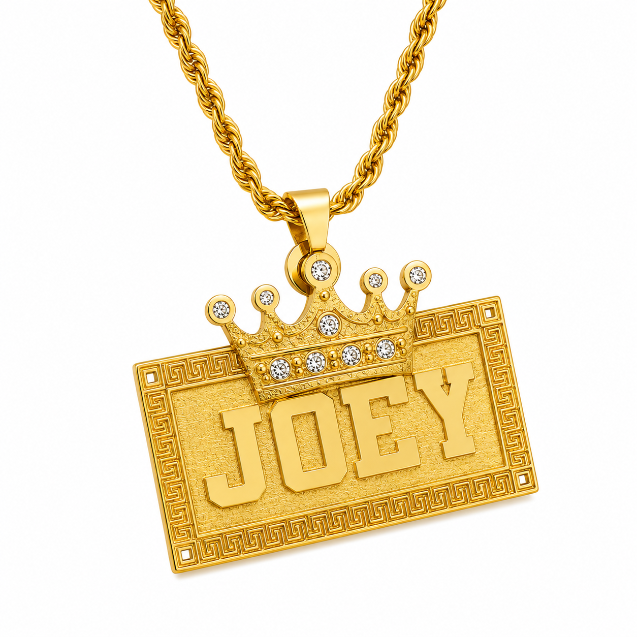 COLLAR PLACA BOLD RELIEVE CON CORONA