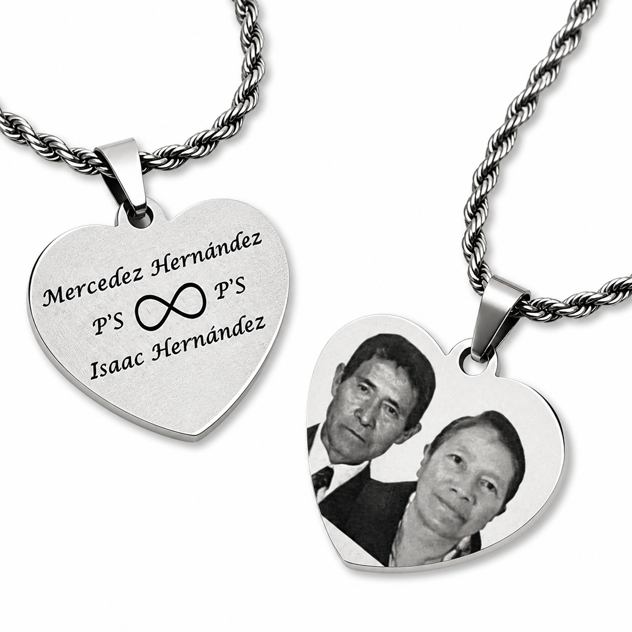 COLLAR PLACA CORAZÓN PERSONALIZADO + CADENA ROPE