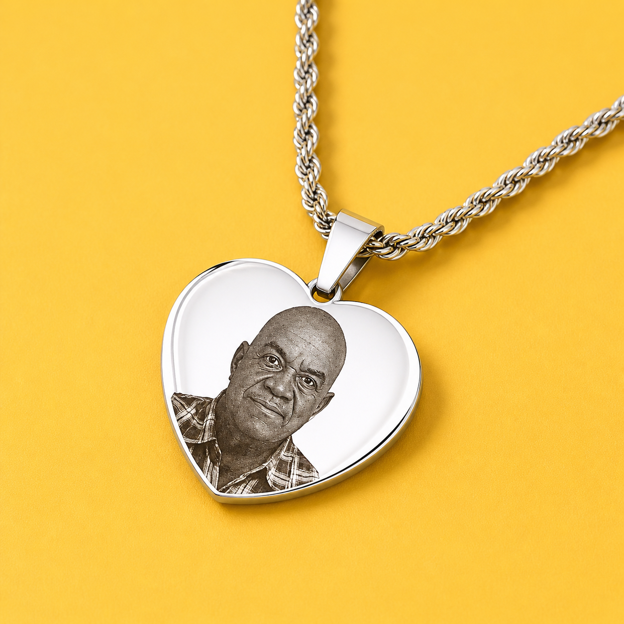 COLLAR PLACA CORAZÓN PERSONALIZADO + CADENA ROPE