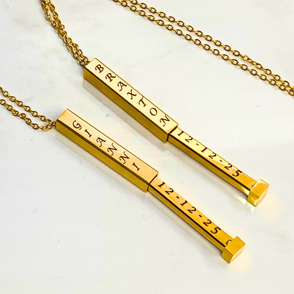 COLLAR PARA PAREJA BARRA CON MENSAJE OCULTO 360°