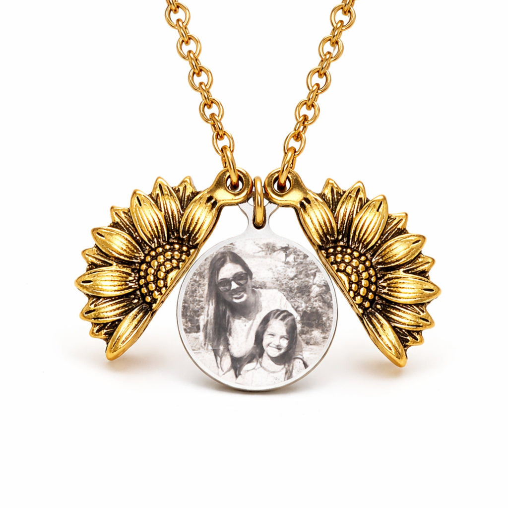 COLLAR RELICARIO GIRASOL BRONCE