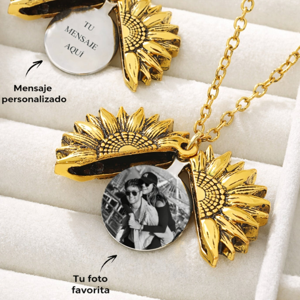 COLLAR RELICARIO GIRASOL BRONCE