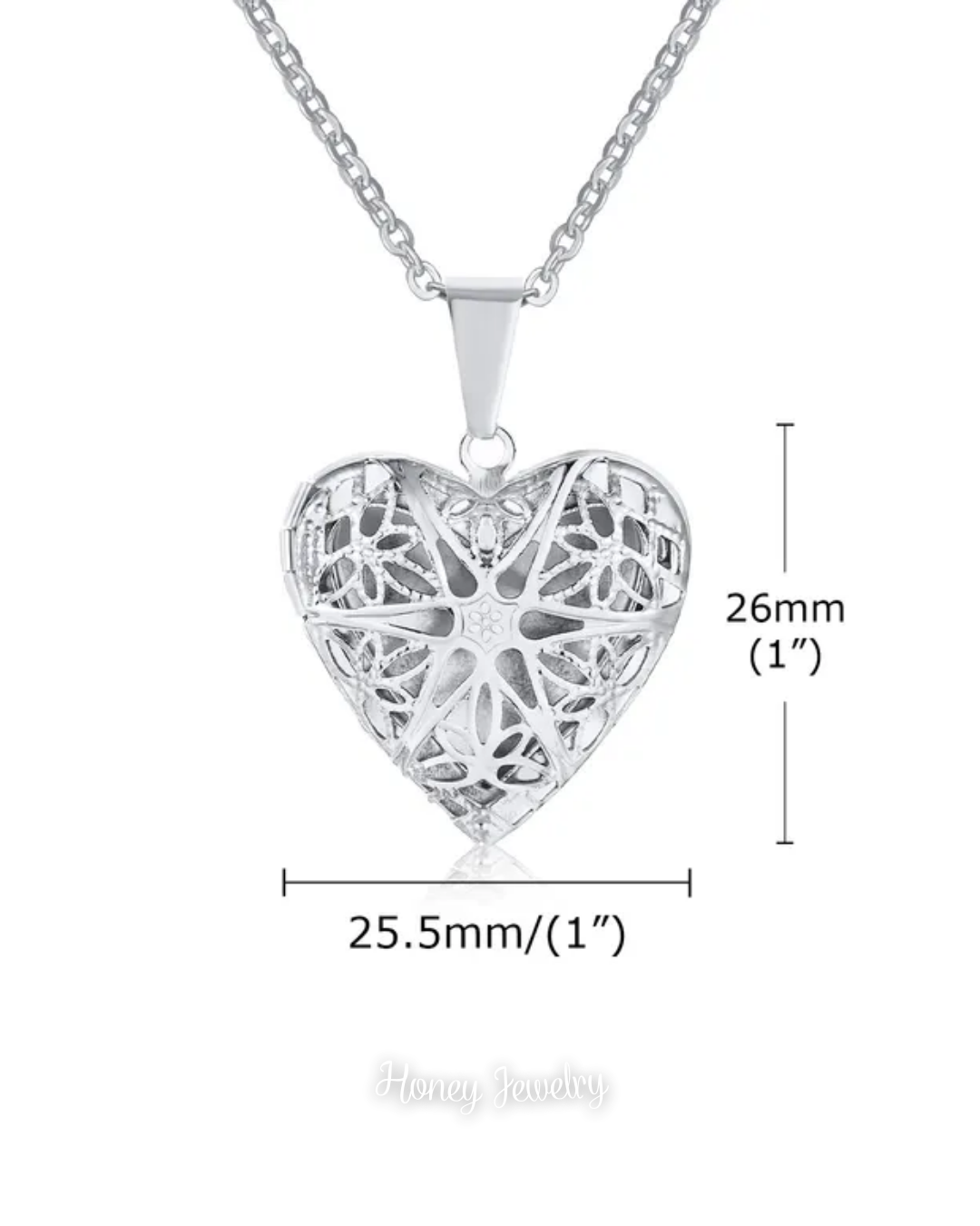 Collar Relicario corazón calado estrella  - Fotograbado