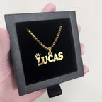 COLLAR CON NOMBRE MINI + CORONA CON CADENA GRUESA