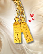 Vertical Plate + Double Broken Heart Necklace Set