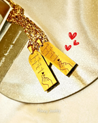 Vertical Plate + Double Broken Heart Necklace Set