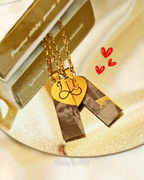 Vertical Plate + Double Broken Heart Necklace Set