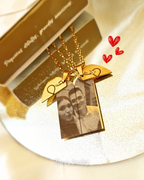 Vertical Plate + Double Broken Heart Necklace Set