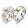 Diamond couple rings with gold bezel (Pre order)