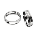 Couple ring with shiny and matte intertwined lines