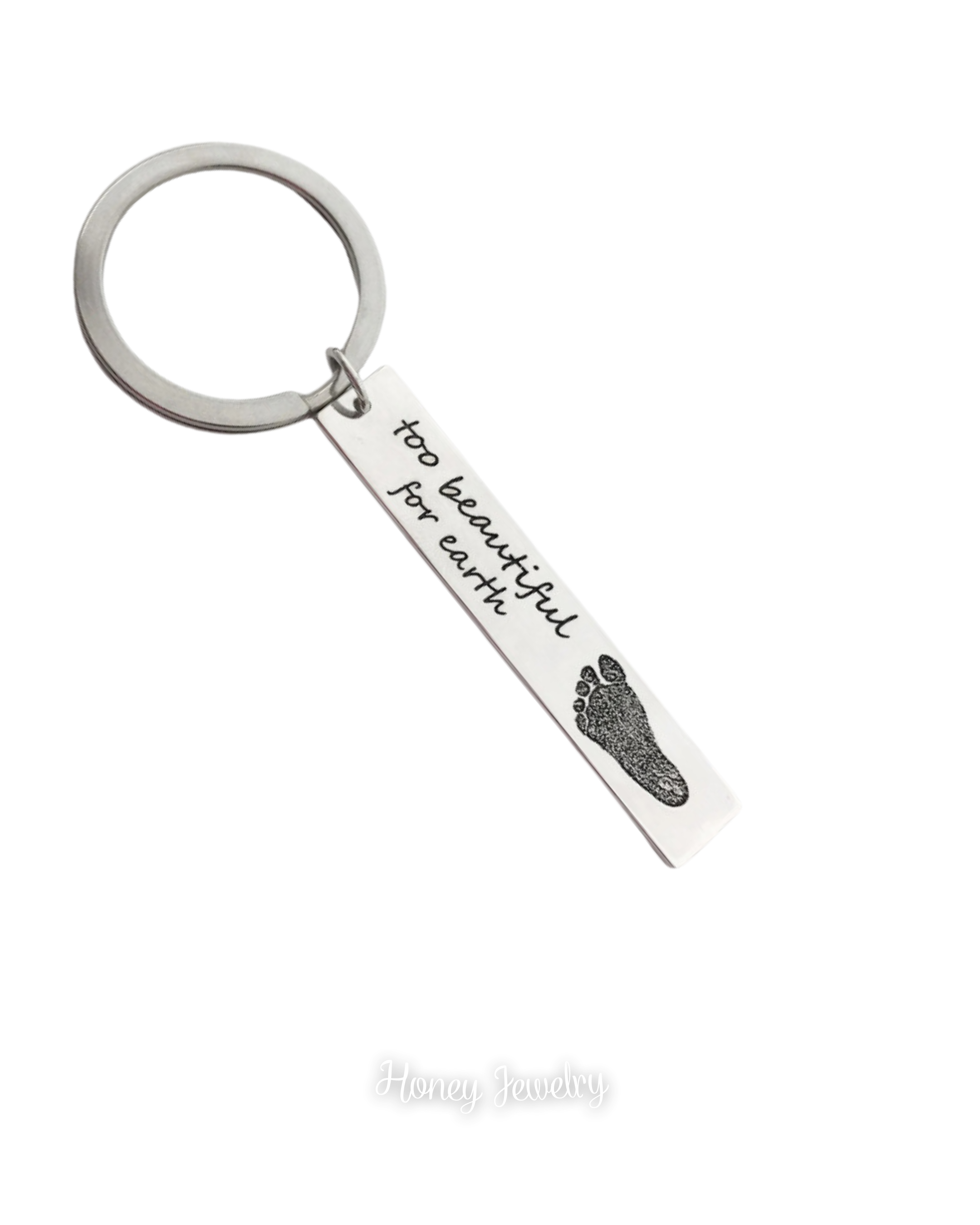 Vertical plate keychain with heart