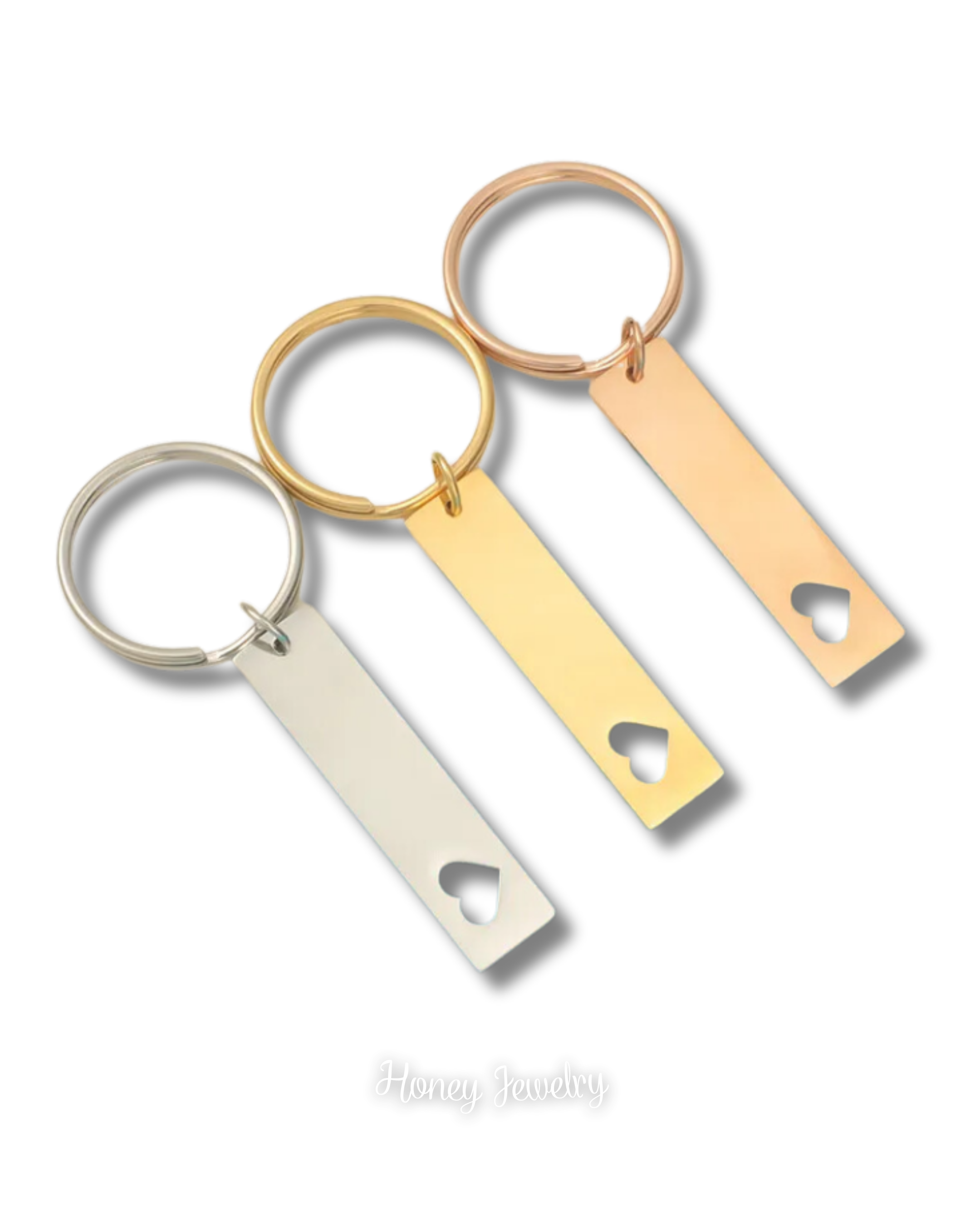 Vertical plate keychain with heart
