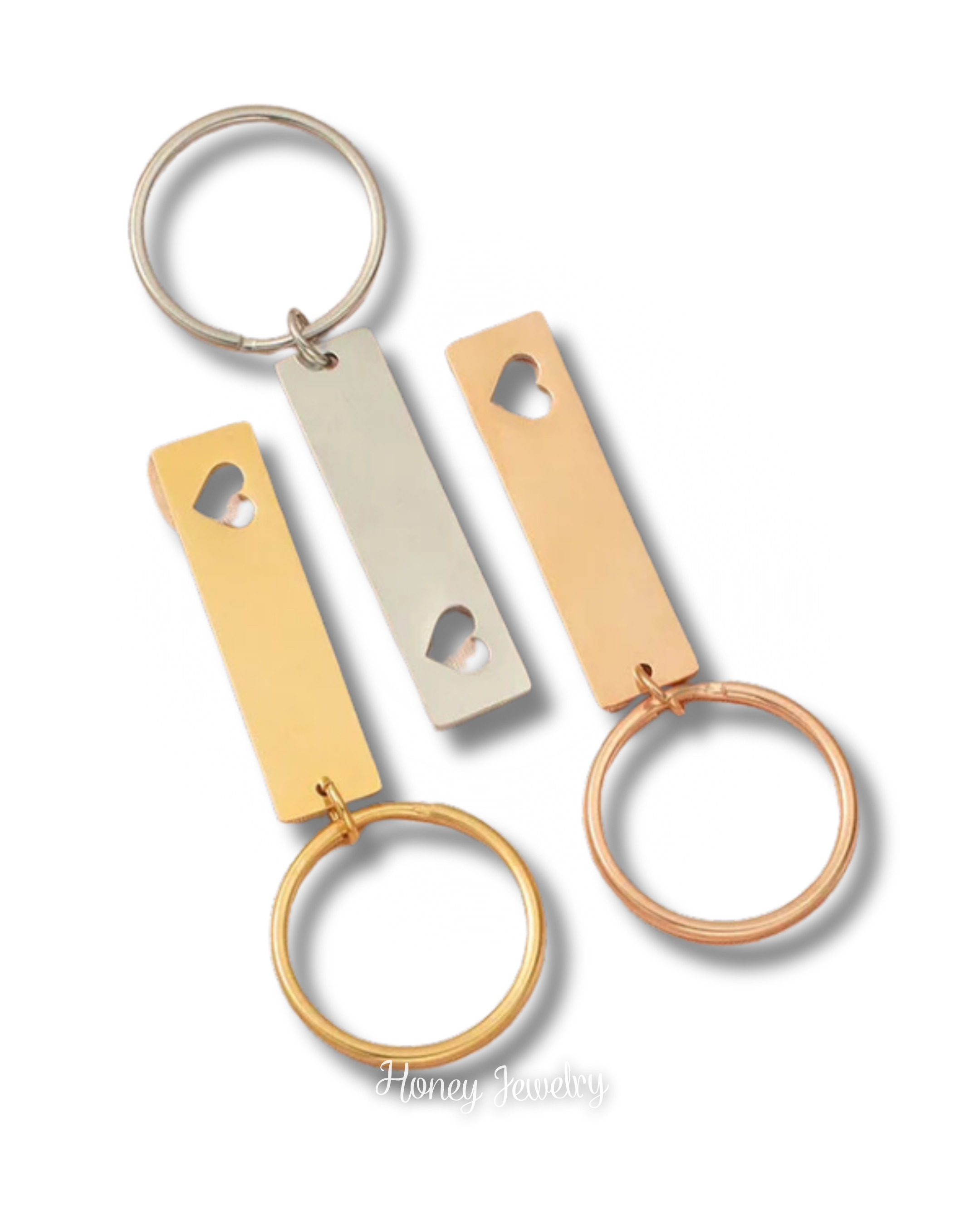 Vertical plate keychain with heart