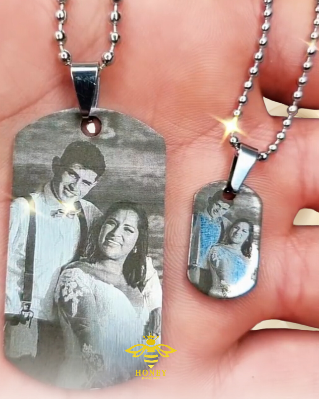 COLLAR PLACA PAREJA (1 MINI + 1 GRANDE)