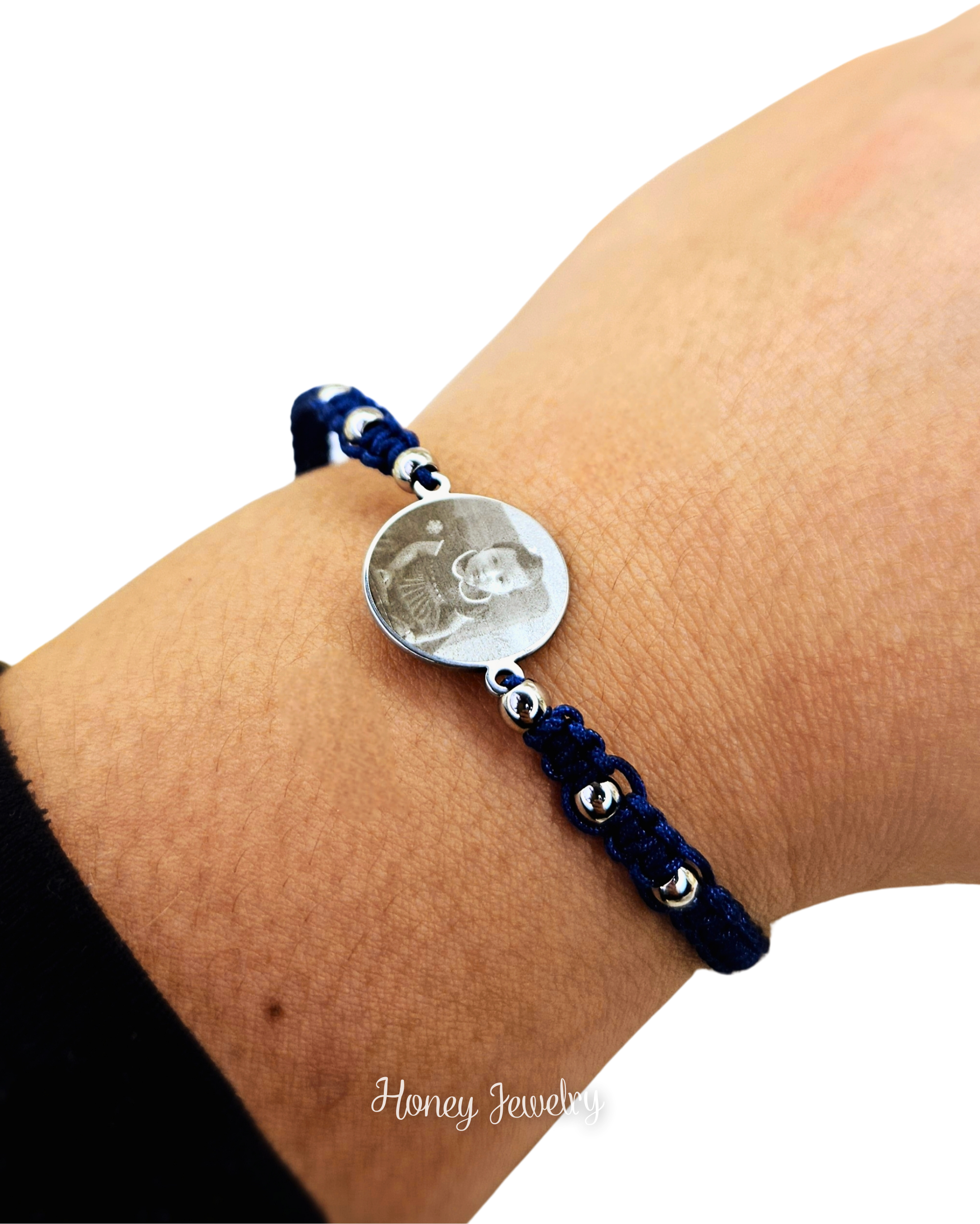 PULSERA MINI PLACA REDONDO CON FOTOGRABADO