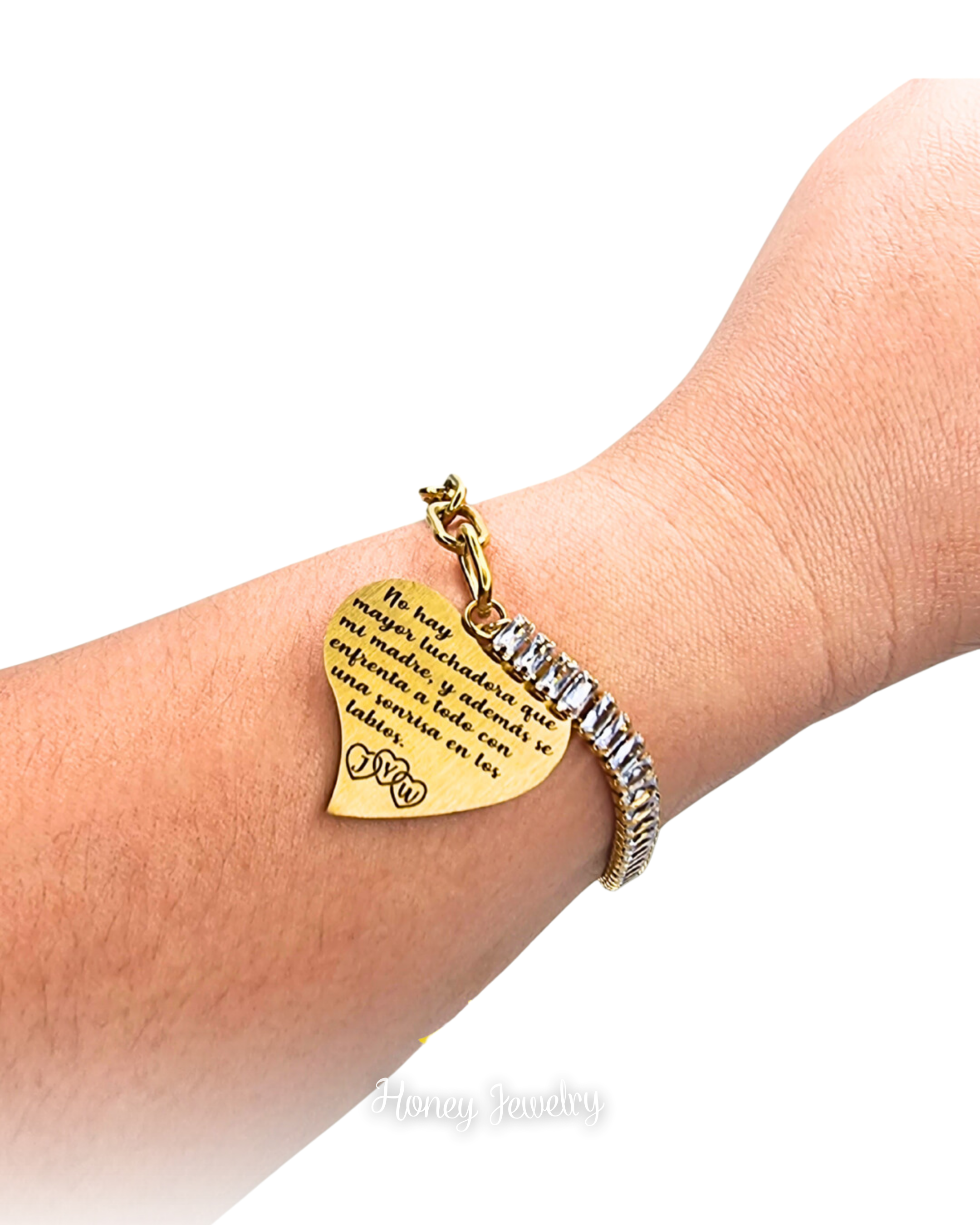 PULSERA CIRCONES Y DIJE CORAZON PERSONALIZADO