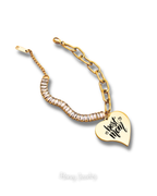 Bracelet with baguette zircons and heart pendant