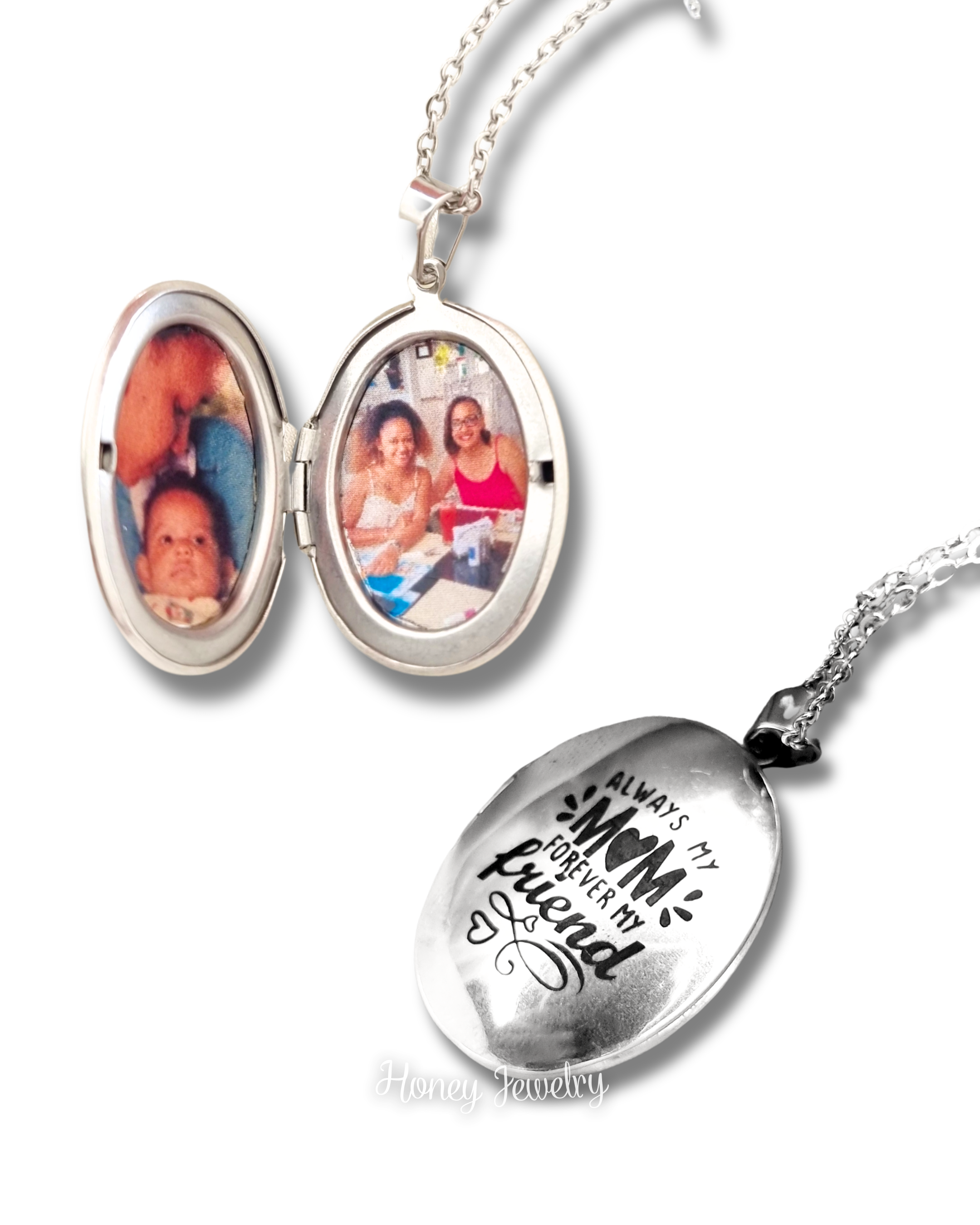 Smooth round locket necklace - photo-etched
