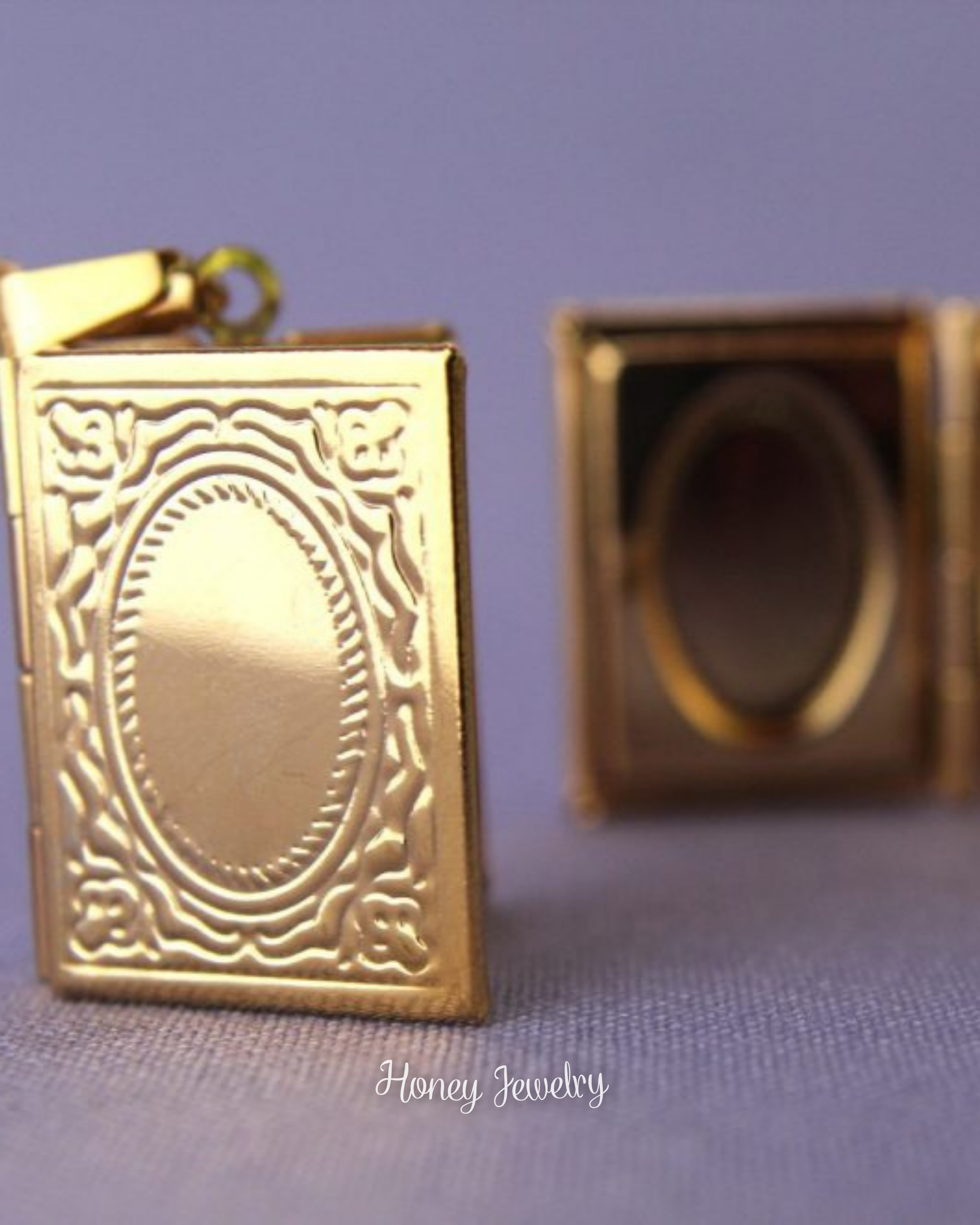 Book locket necklace with border