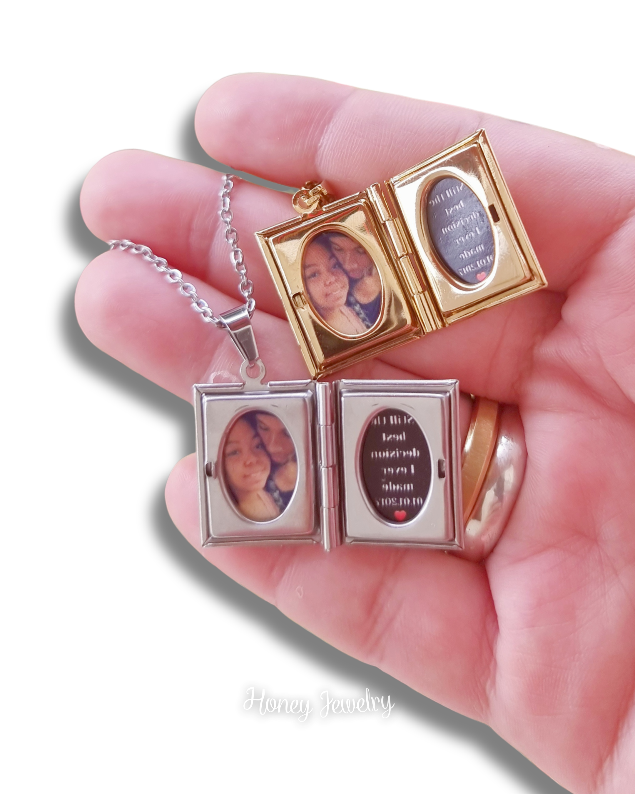 Book locket necklace with border