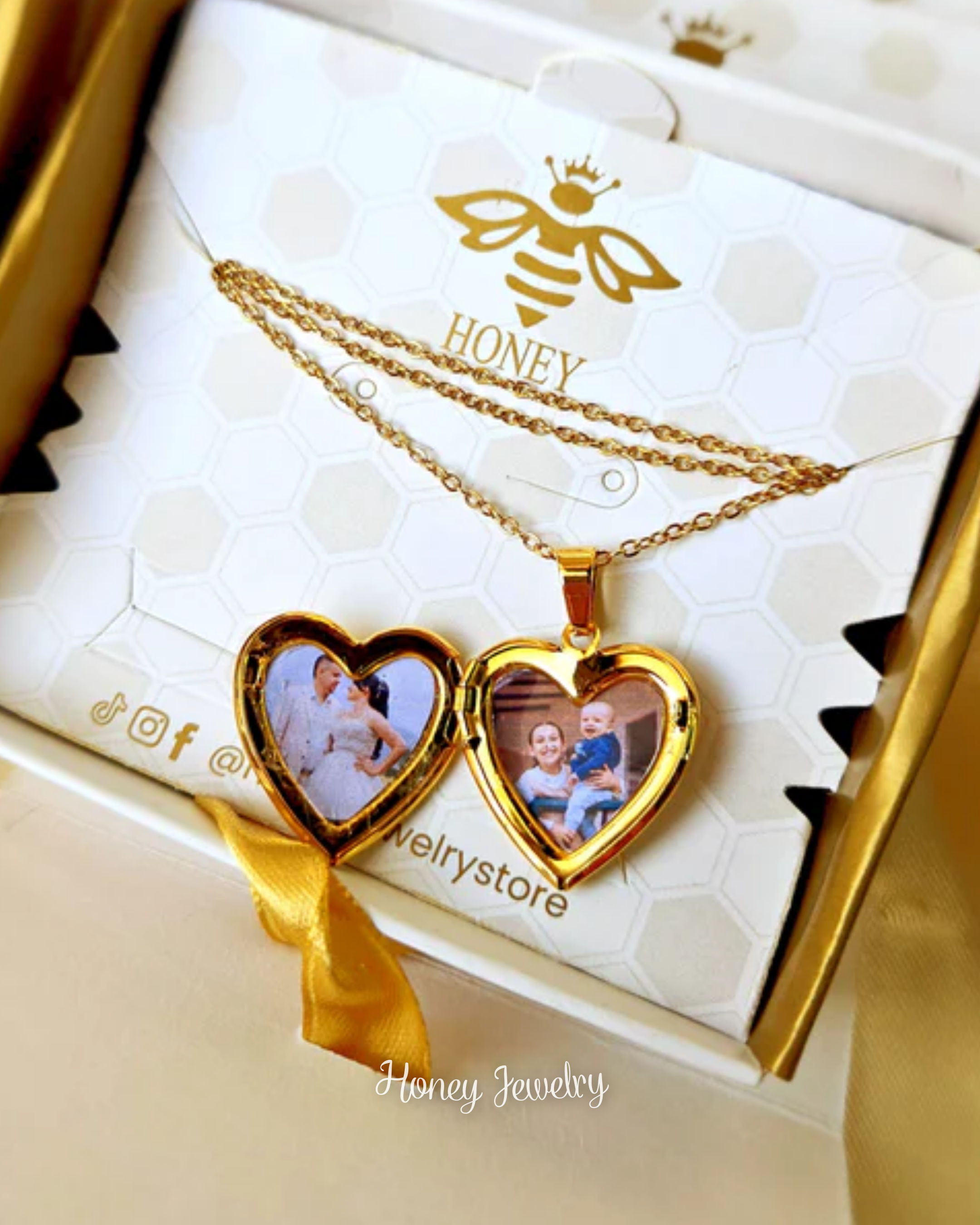 Mirror heart locket necklace