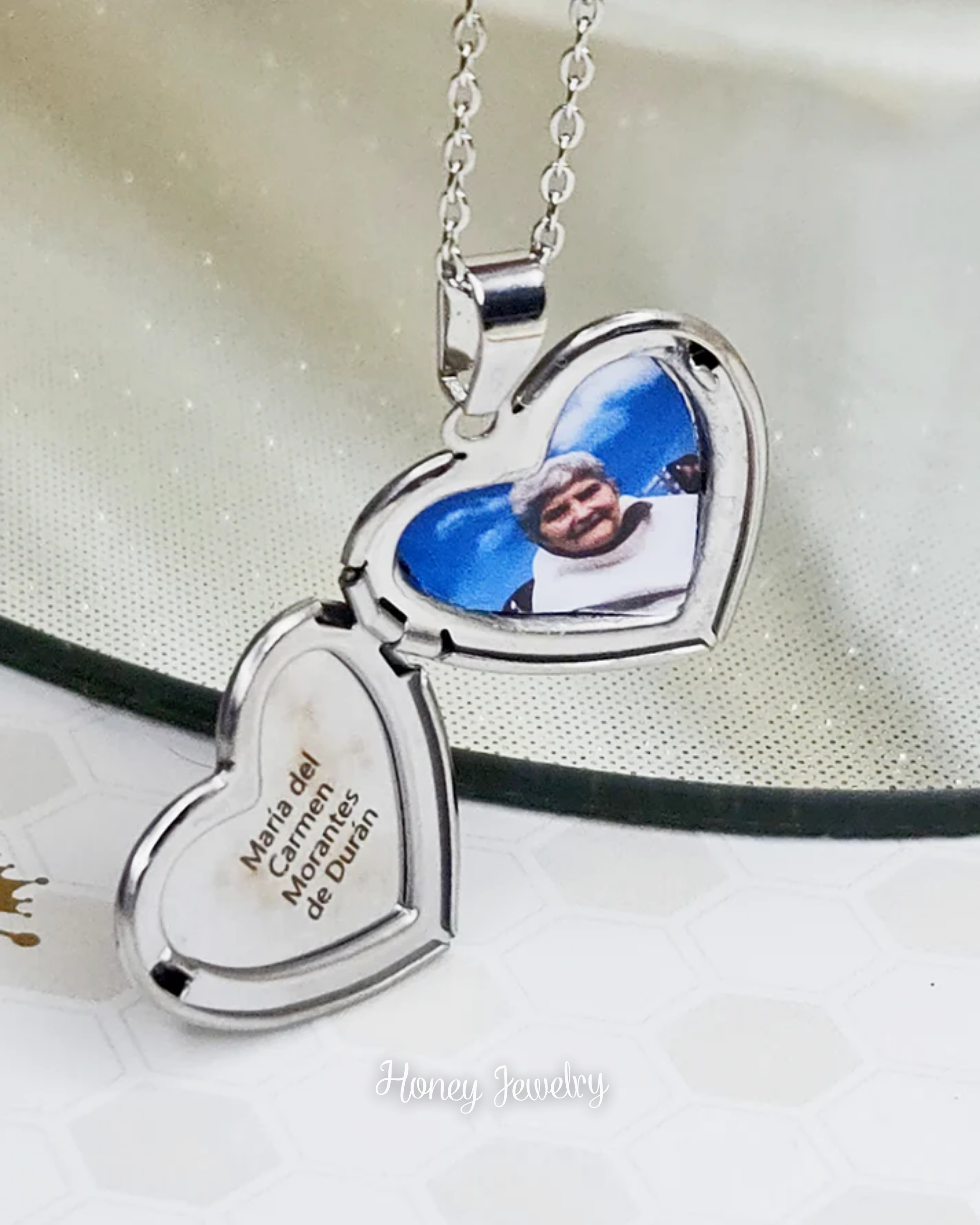 Mirror heart locket necklace