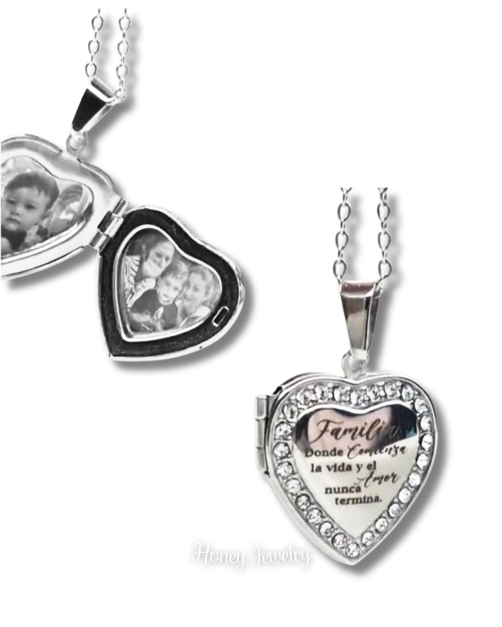 Collar Relicario corazón con circones