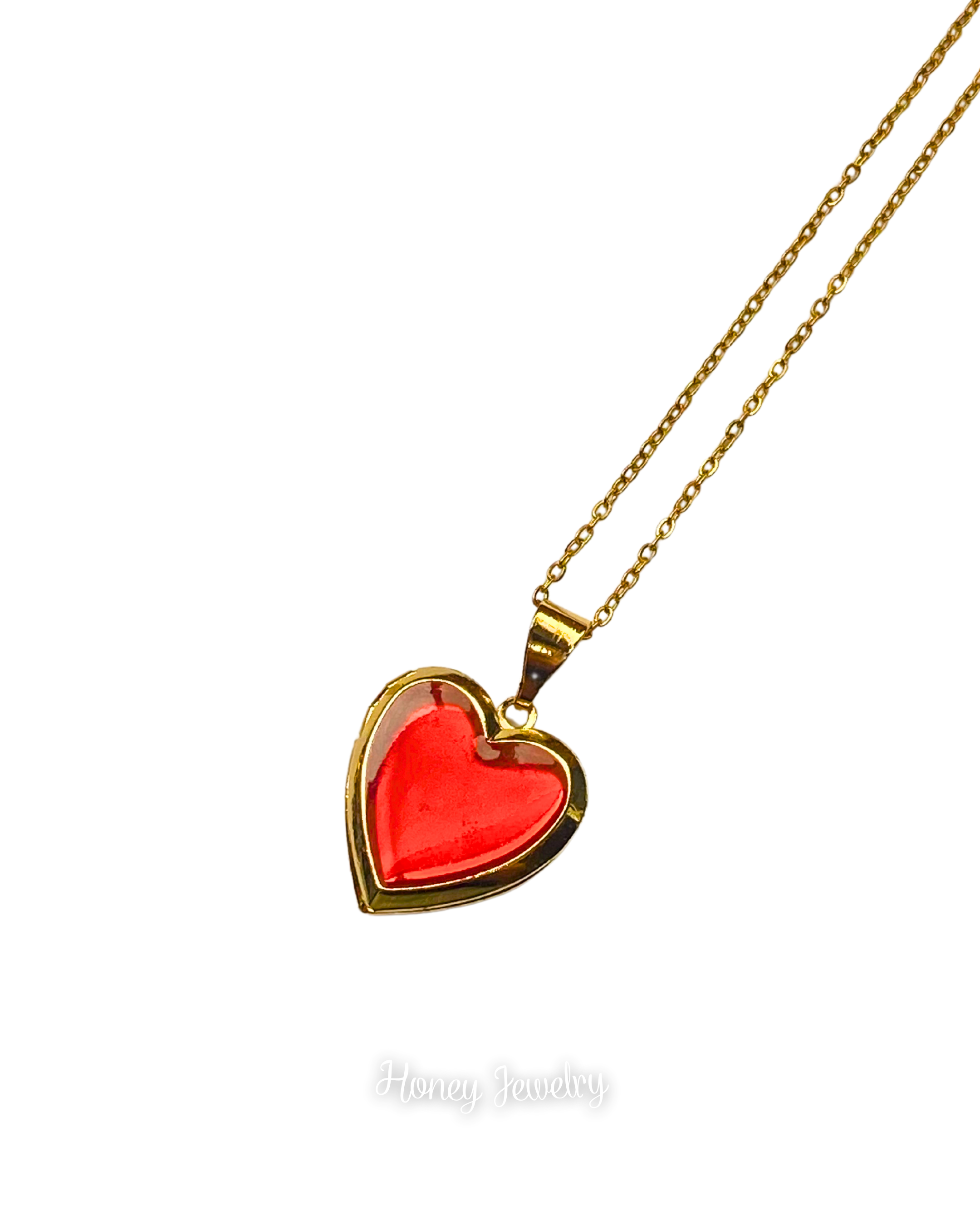 Mirror heart locket necklace