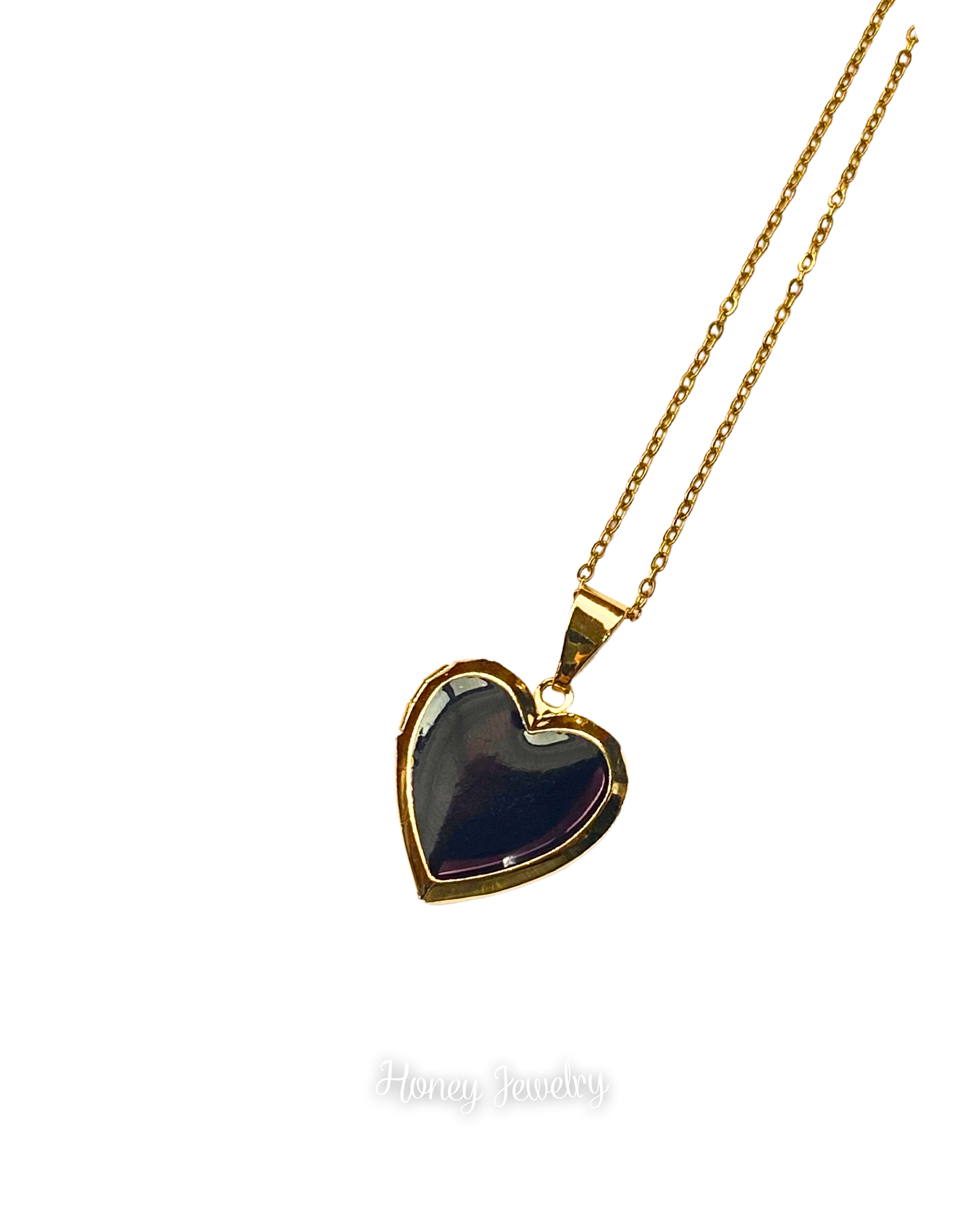 Mirror heart locket necklace